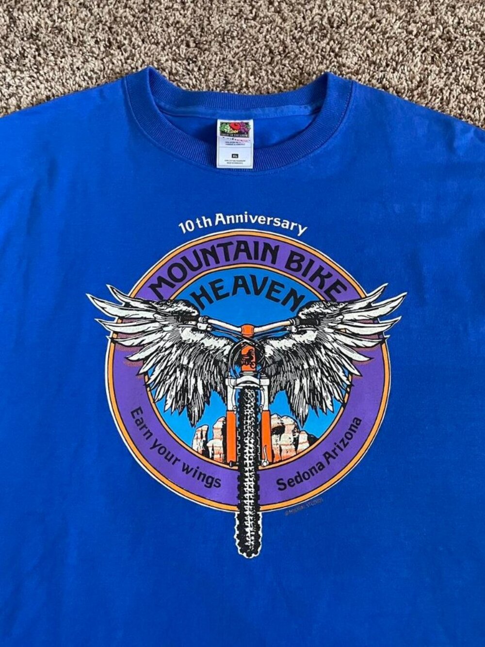 Vintage Mountain Bike Heaven T-Shirt T-Shirt Blue Men’s XL Retro Spotswear